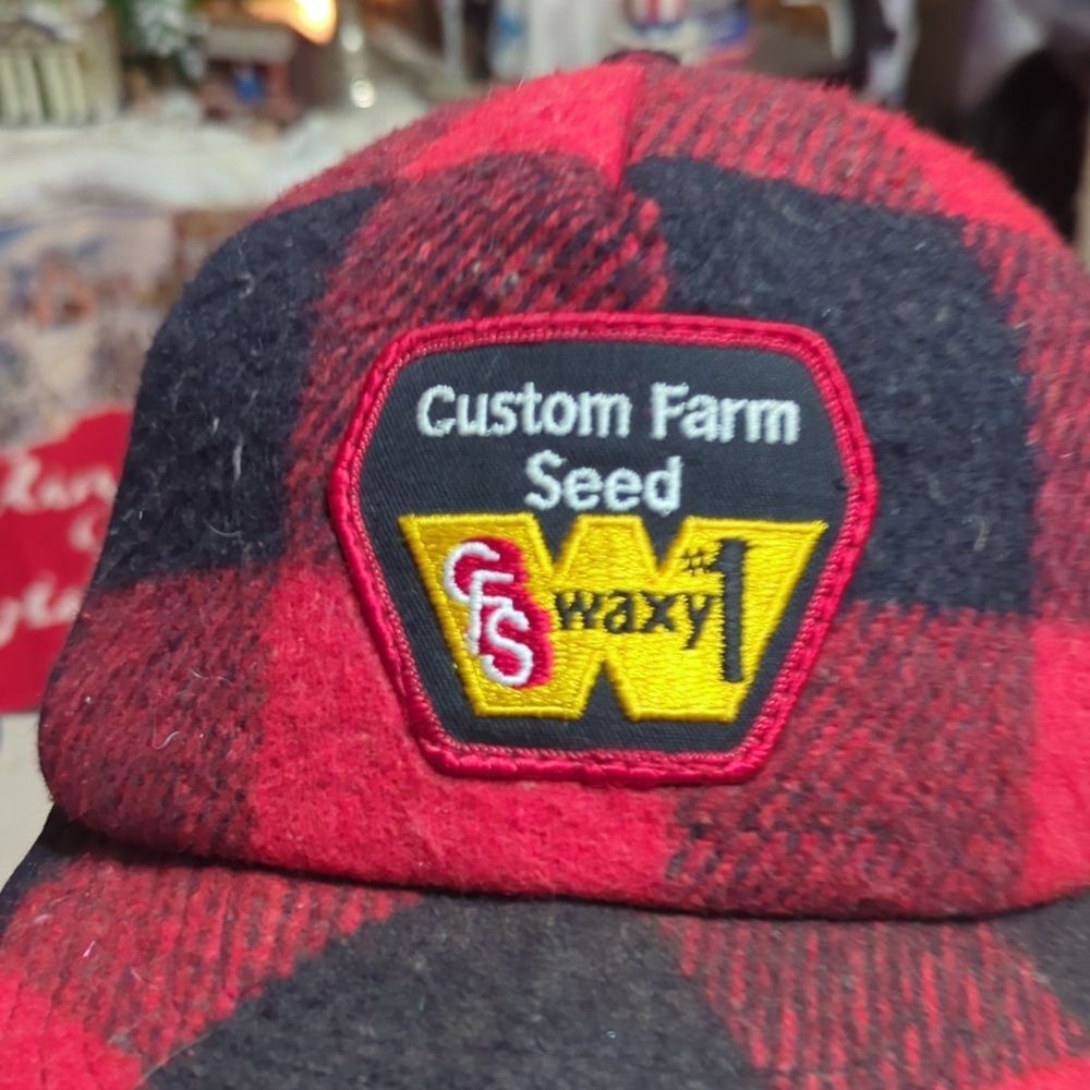 vintage red and black buffalo plaid wool lumberjack farm hat with ear flaps‎ - Picture 4 of 7